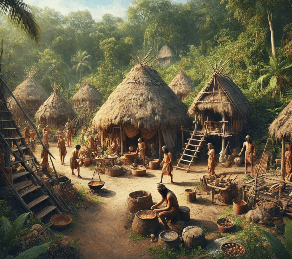 Imagined recreation of Timucua at Lake Louisa Florida State Park